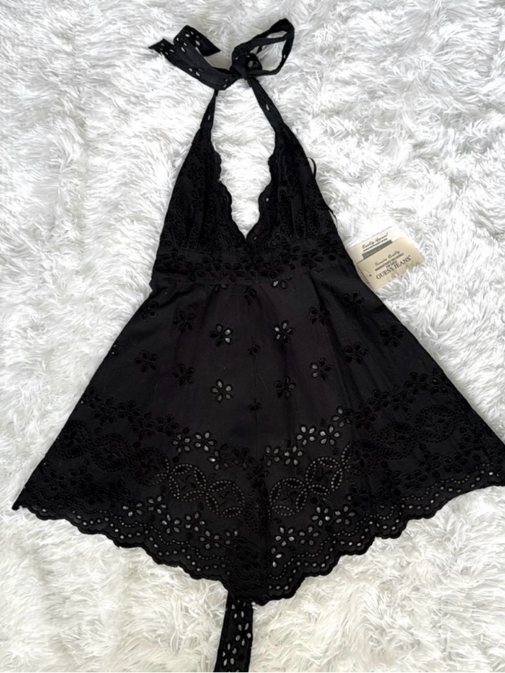 Guess Jeans Black Tie Back Open Back Halter Top Size XS